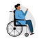 A pregnant hispanic woman on a wheelchair. Pregnant with disability vector image