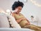 Pregnant, love and black woman on sofa in home with hope and care for unborn baby. Pregnancy, prenatal motherhood and