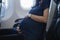 Pregnant mother happy enjoy flight security
