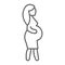 Pregnant mother thin line icon, mother and child, pregnant woman sign, vector graphics, a linear pattern on a white