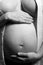 Pregnant tummy of a loving expectant mother