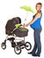 Pregnant woman with baby carriage