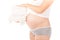 Pregnant woman with baby diapers