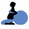 Pregnant woman with a ball, therapeutic gymnastics.