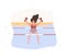 Pregnant woman in bikini in pool. Aqua fitness and aerobic. Healthy lifestyle. Young mother exercising in water with