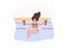 Pregnant woman in bikini in pool. Aqua fitness and aerobic. Healthy lifestyle. Young mother exercising in water with