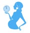 Pregnant woman blue silhouette