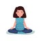 Pregnant woman character meditating in lotus pose. Yoga for future mom. Cheerful female expecting baby. Expectant mother