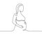 Pregnant woman, continuous art line one drawing. Pregnancy woman, expectant mother. Single outline minimalist draw