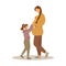 Pregnant woman and daughter flat vector illustration