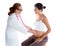 Pregnant woman with doctor and stethoscope