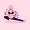 Pregnant Woman Doing Lunge Yoga Exercise. Hatha yoga pink Lady