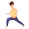 Pregnant woman doing lunges icon, cartoon style