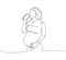 Pregnant woman eating healthy one line art. Continuous line drawing of pregnancy, motherhood, preparation for childbirth