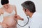 Pregnant woman examined by her gynecologist