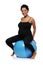 Pregnant woman excercises with gymnastic ball