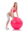 Pregnant woman exercise and limbering with ball