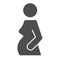 Pregnant woman expecting baby solid icon. Women pregnancy symbol, glyph style pictogram on white background