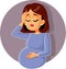 Pregnant Woman Feeling Stressed and Overwhelmed Vector Illustration