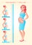 Pregnant woman with fetus. Pregnancy timeline vector illustration.