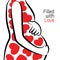 Pregnant woman, filled with hearts.