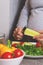 Pregnant woman and fresh vegetables. Healthy food.