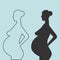 Pregnant woman. Girl silhouette. Pregnancy. Waiting for the baby.