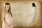 Pregnant woman on grunge background