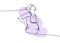 Pregnant woman, hands on the lower back one line art with colorful elements. Continuous line drawing of pregnancy