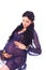 Pregnant woman holding her belly