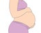 Pregnant woman holding stomach - side image of pregnancy