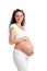 Pregnant woman with large belly isolated