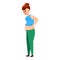 Pregnant woman in leggings icon, cartoon style