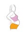 Pregnant woman. load on the back and spine. Baskatche. vector illustration.