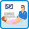 Pregnant woman lying on the couch. Vector illustration of a pregnant doing ultrasonography.