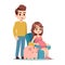 Pregnant woman, man and piggy bank. Saving money for future flat vector illustration