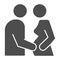 Pregnant woman and man solid icon. Parents expecting baby, family symbol, glyph style pictogram on white background