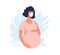 Pregnant woman in a medical mask. Concept graphic about pregnancy and motherhood during the coronavirus epidemic. Flat