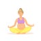 Pregnant Woman Meditating Cartoon Illustration