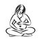 Pregnant woman meditating while sitting in lotus position. Yoga