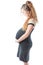 Pregnant woman mother on white background