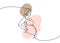 Pregnant woman one line art with colorful elements. Continuous line drawing of pregnancy, motherhood, preparation for