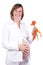 Pregnant woman with orange flower