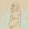 Pregnant woman outdoor illustration.