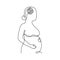 Pregnant woman outline in depression, continuous art line one drawing. Unhappy pregnancy, maternity assistance. Prenatal