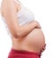 Pregnant woman profile view isolated