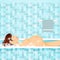 Pregnant woman relaxes in the bathtub