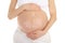 Pregnant woman\'s belly with words nine months