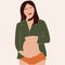 Pregnant woman in shirt. Bright conceptual contemporary flat illustration about motherhood and pregnancy. 3