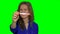 Pregnant woman show positive pregnancy test with two stripes to camera and smile